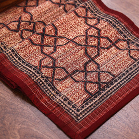 Red Natural Bamboo Bagh Block Printed Dining Table Runner