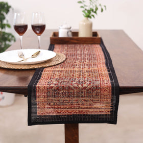 Red Natural Bamboo Bagh Block Printed Dining Table Runner