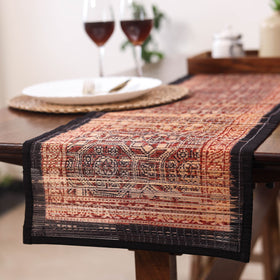 Red Natural Bamboo Bagh Block Printed Dining Table Runner