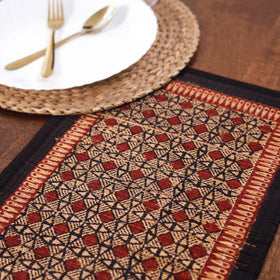 Red Natural Bamboo Bagh Block Printed Dining Table Runner
