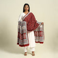  Red Natural Dye Mul Cotton Bagh Print Dupatta