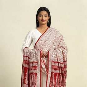 Buy Red Natural Dye Mul Cotton Bagh Print Dupatta