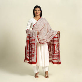 Buy Red Natural Dye Mul Cotton Bagh Print Dupatta
