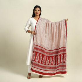 Buy Red Natural Dye Mul Cotton Bagh Print Dupatta