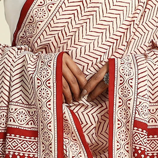 Buy Red Natural Dye Mul Cotton Bagh Print Dupatta