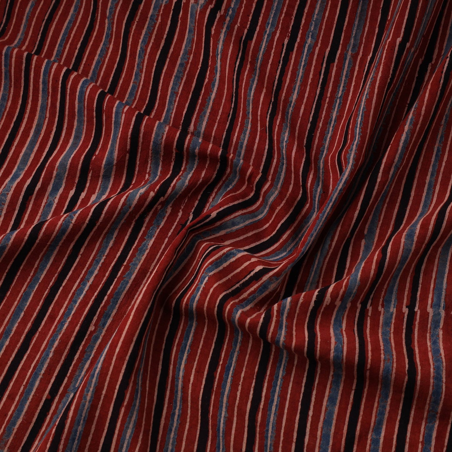 Red Natural Dyed 3 Kaam Block Print Cotton Ajrakh Fabric