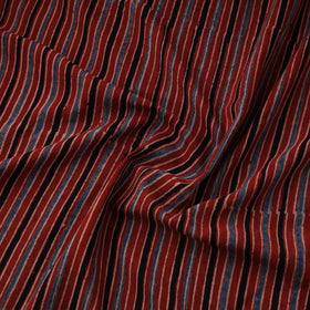 Red Natural Dyed 3 Kaam Block Print Cotton Ajrakh Fabric