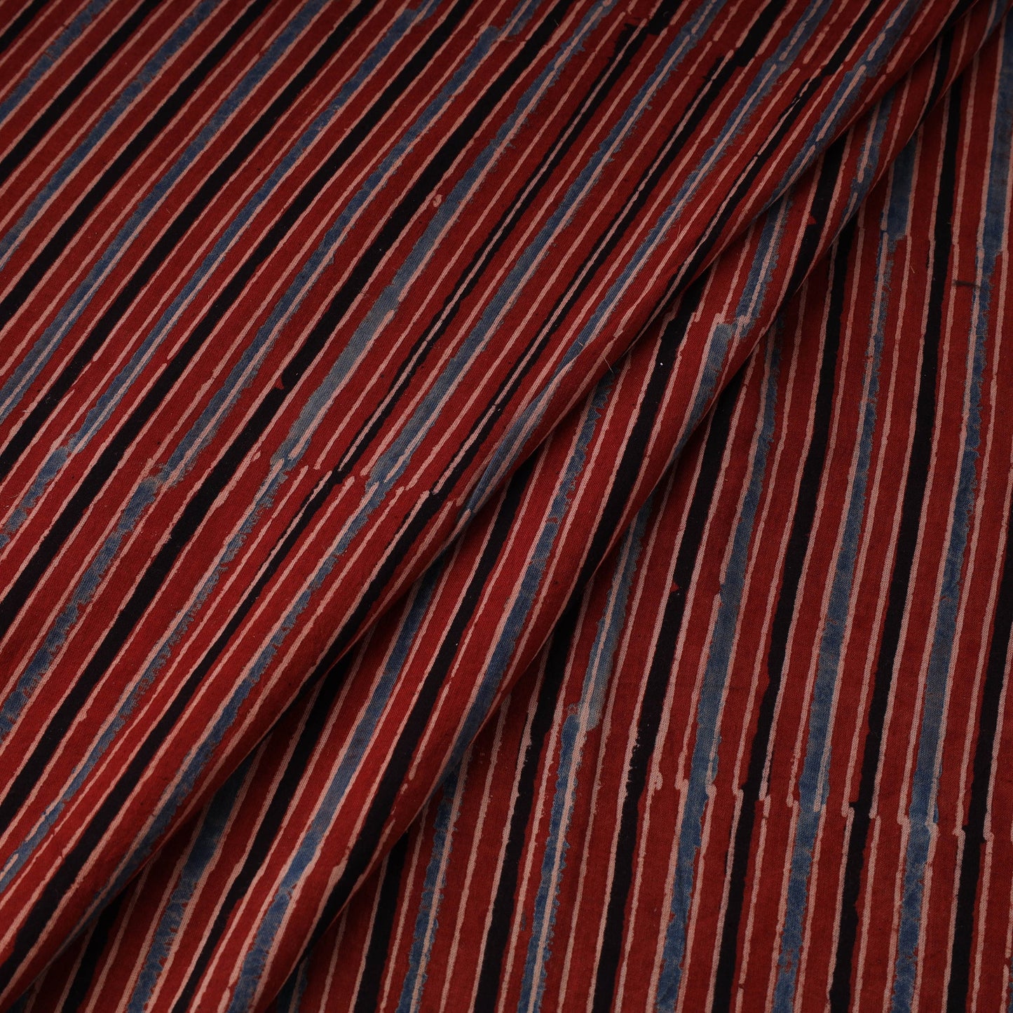 Red Natural Dyed 3 Kaam Block Print Cotton Ajrakh Fabric