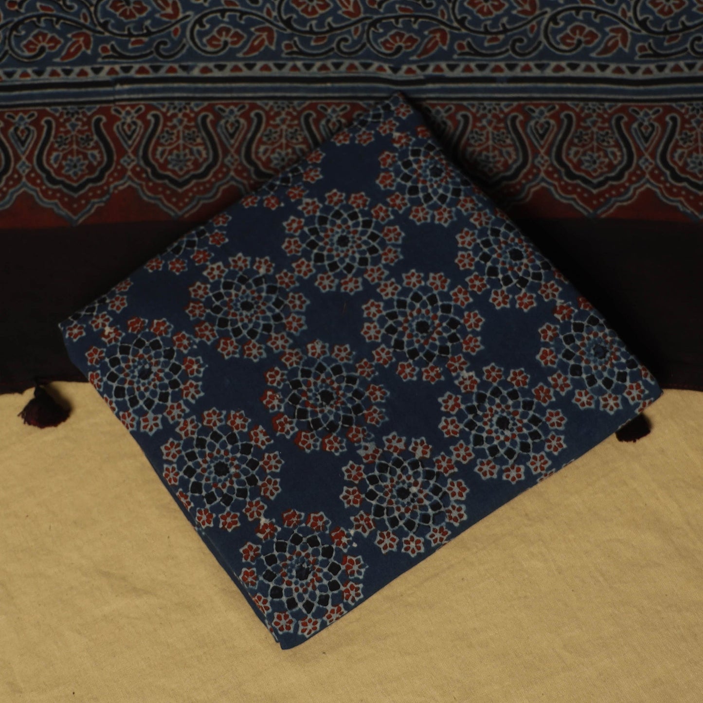 Red - natural dyed 3pc unstitched dress material 01