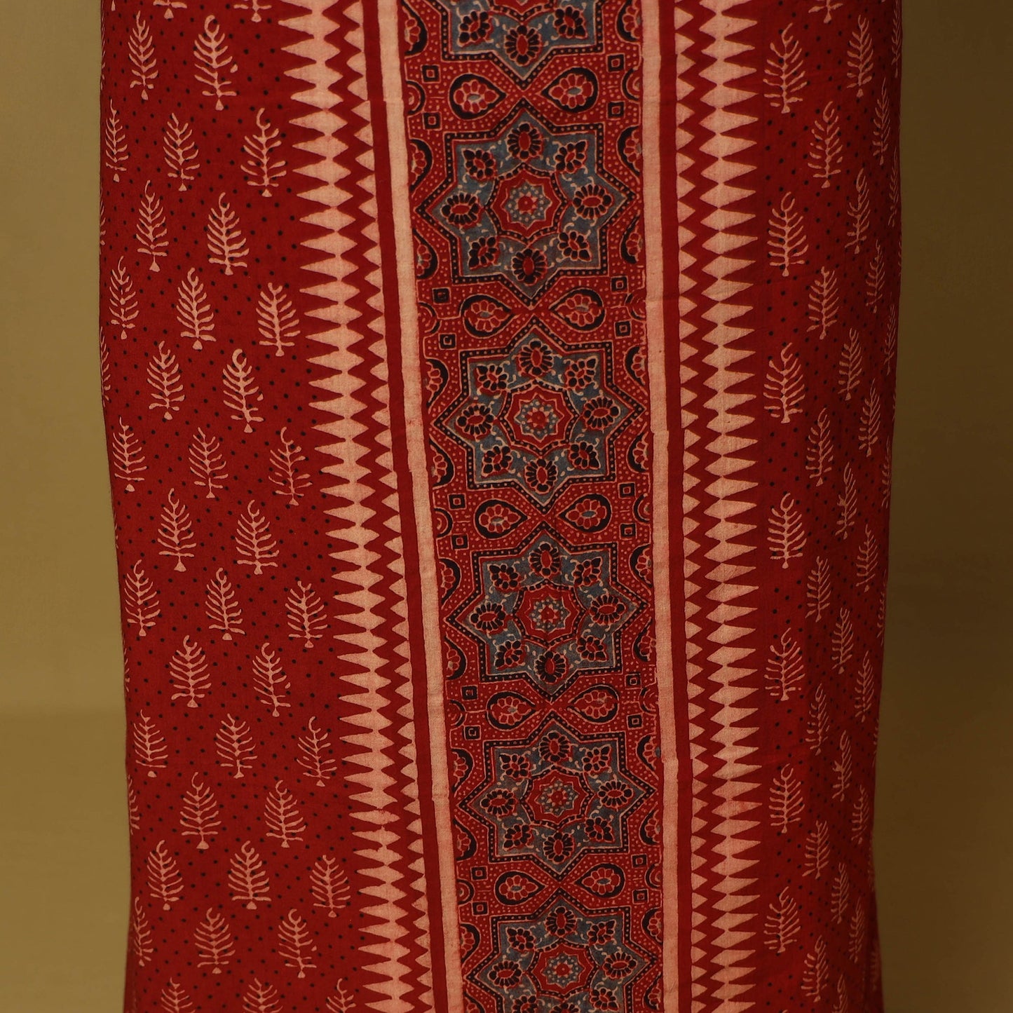 Red - natural dyed 3pc unstitched dress material 01