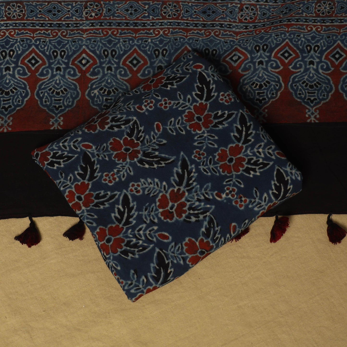 Red - natural dyed 3pc unstitched dress material 03