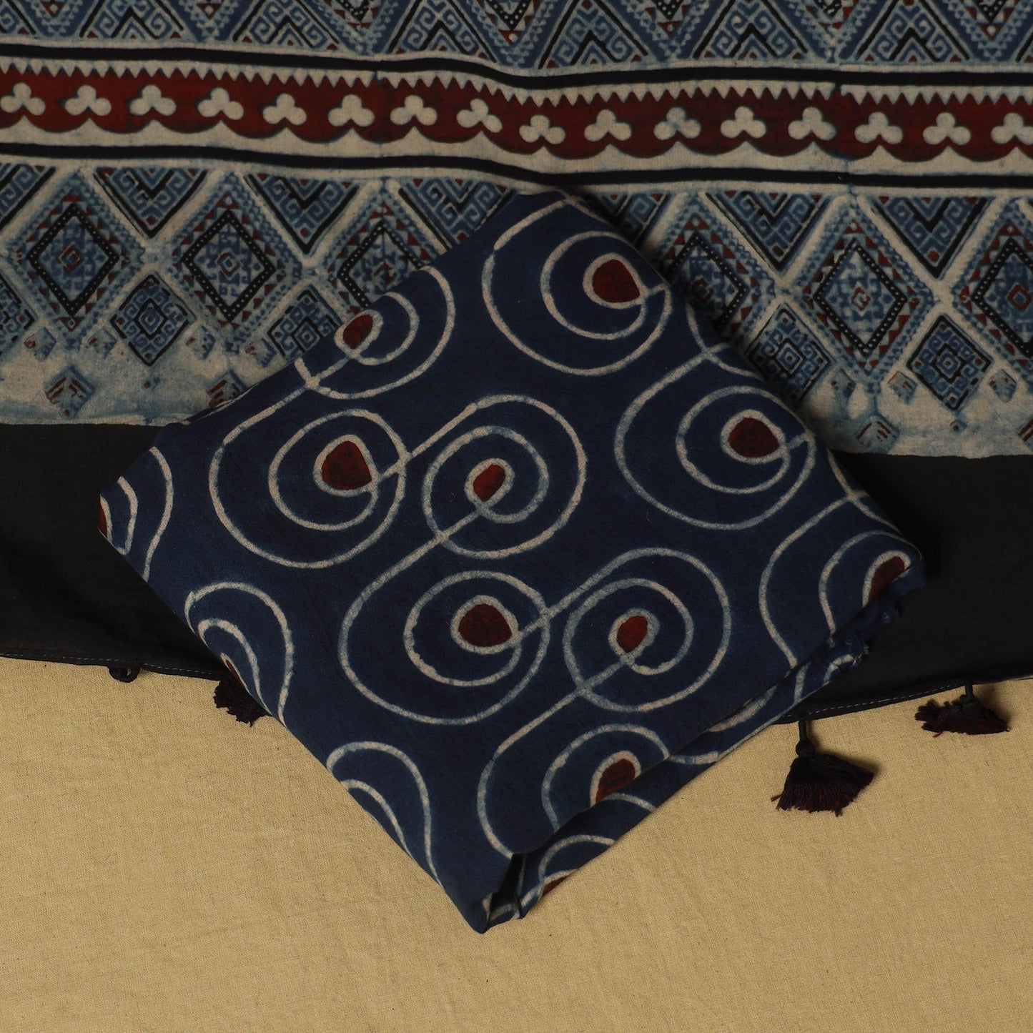 Red - natural dyed 3pc unstitched dress material 04