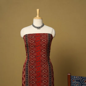 Red - natural dyed 3pc unstitched dress material 04