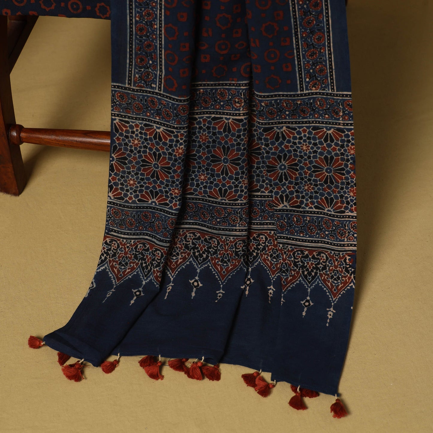 Red - natural dyed 3pc unstitched dress material 04