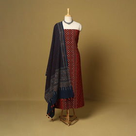 Red - natural dyed 3pc unstitched dress material 04
