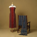 Red - natural dyed 3pc unstitched dress material 04