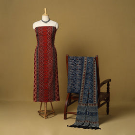 Red - natural dyed 3pc unstitched dress material 04