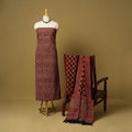Red - natural dyed 3pc unstitched dress material 06