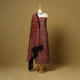 Red - natural dyed 3pc unstitched dress material 06