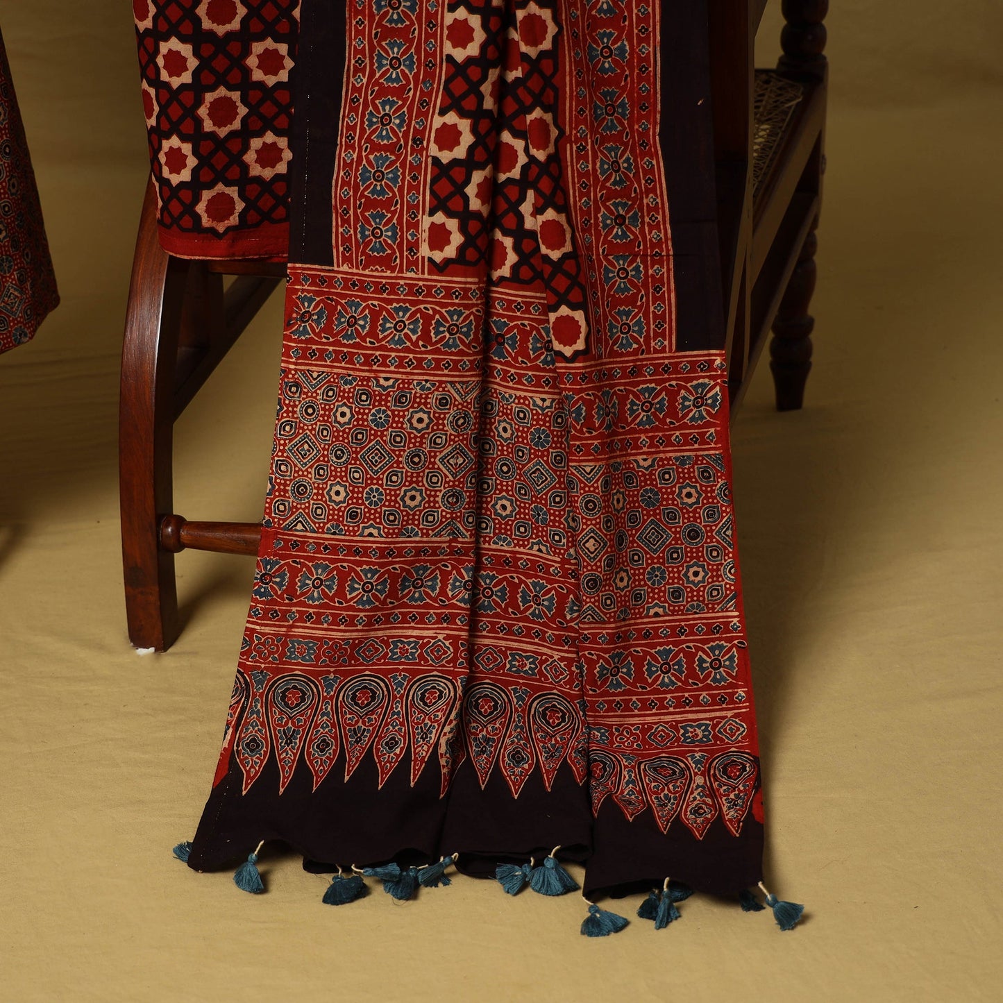 Red - natural dyed 3pc unstitched dress material 06