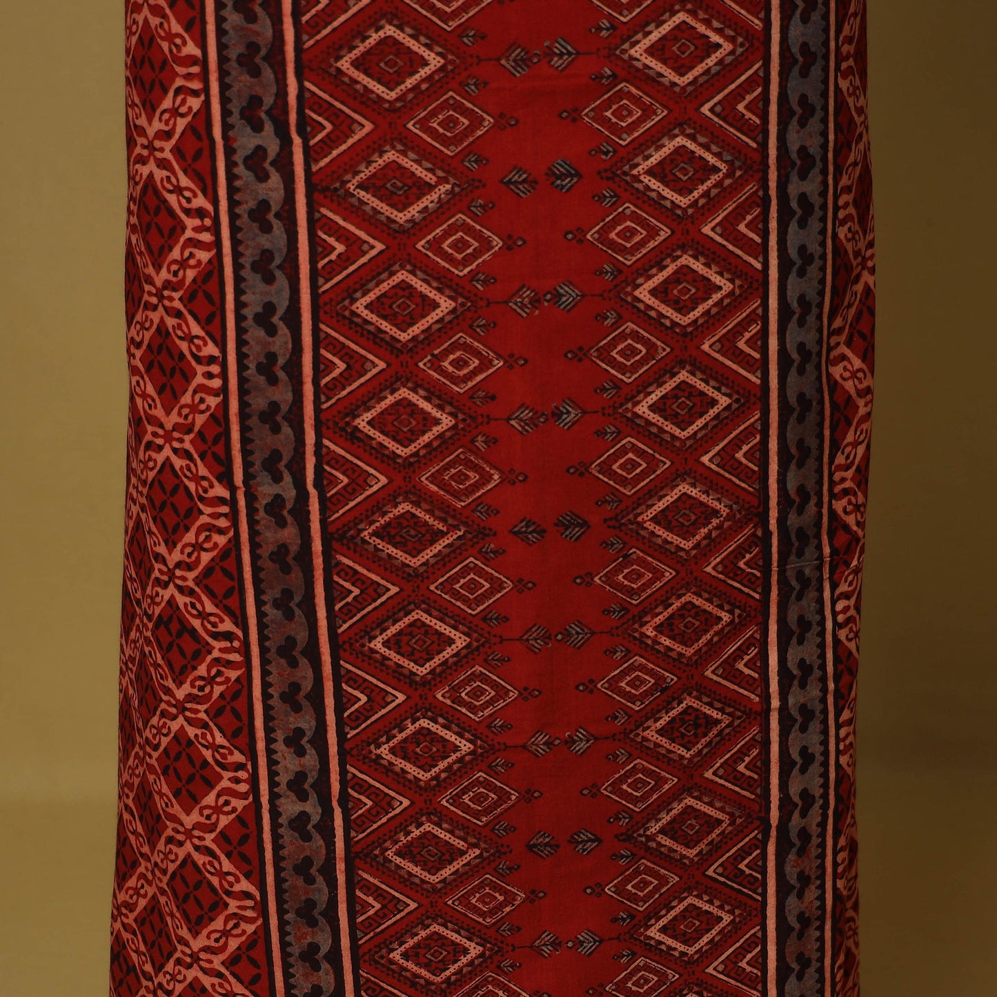 Red - natural dyed 3pc unstitched dress material 12