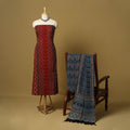 Red - natural dyed 3pc unstitched dress material 12