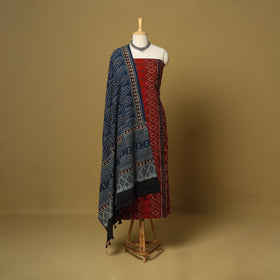 Red - natural dyed 3pc unstitched dress material 12