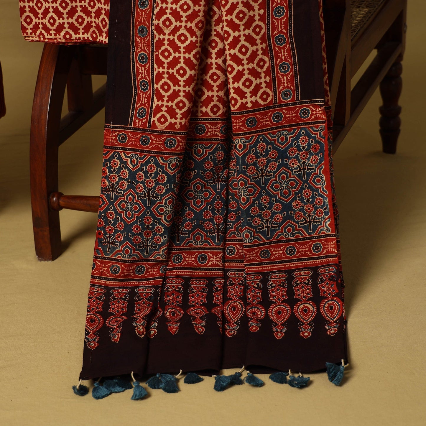 Red - natural dyed 3pc unstitched dress material 13