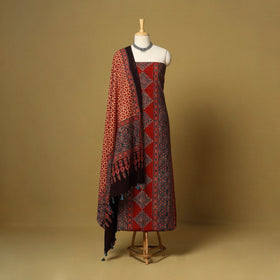 Red - natural dyed 3pc unstitched dress material 13