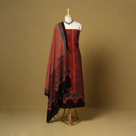 Red - natural dyed 3pc unstitched dress material 18