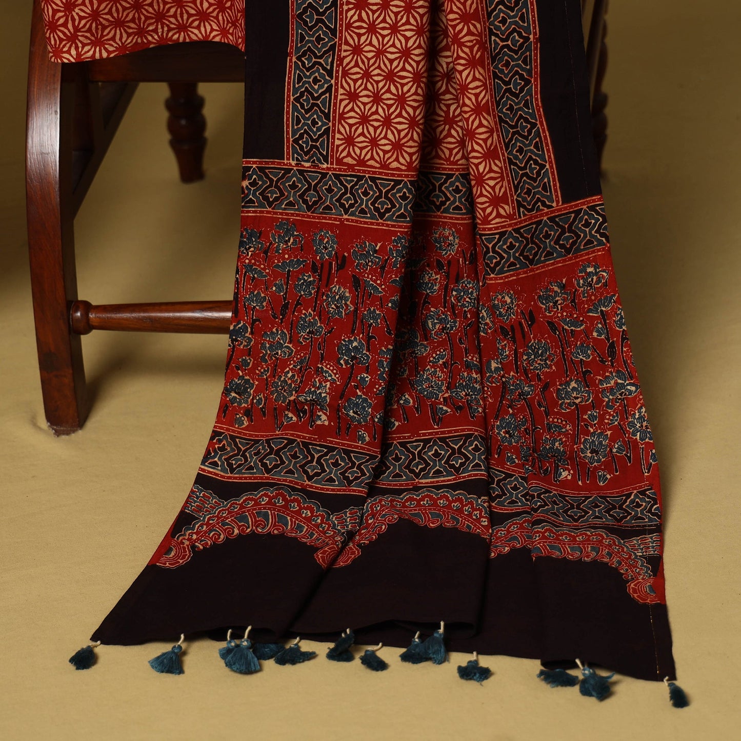 Red - natural dyed 3pc unstitched dress material 18