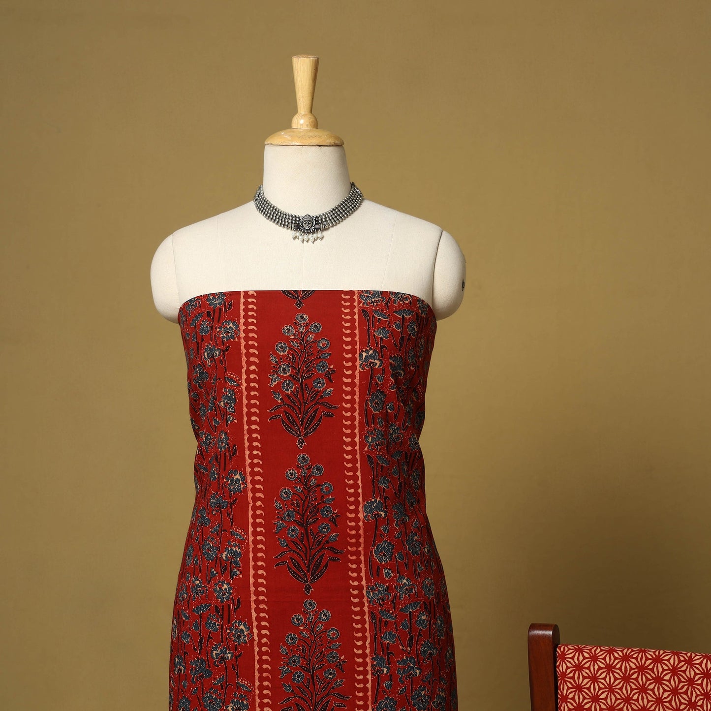 Red - natural dyed 3pc unstitched dress material 18