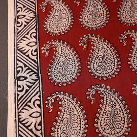 Red Natural Dyed Bagh Block Print Mul Cotton Fabric 