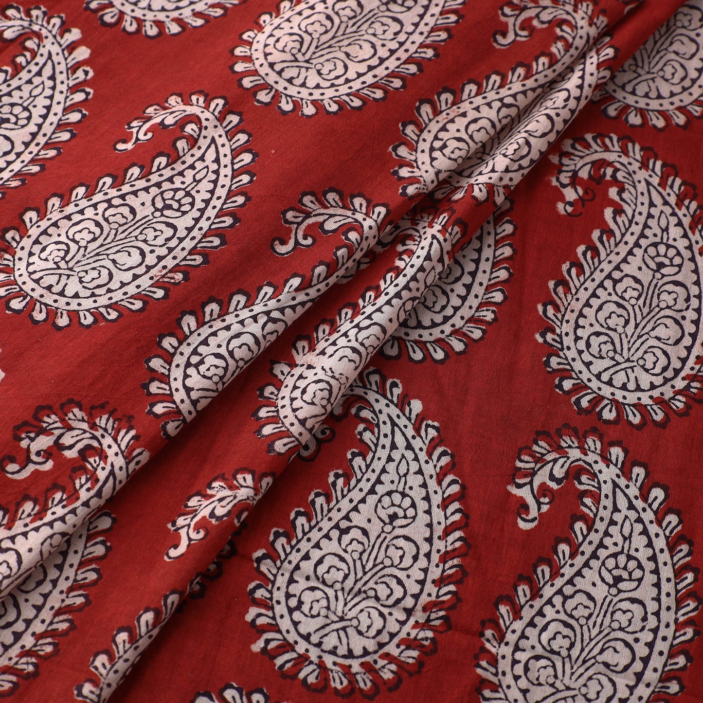 Red Authentic Bagh Print Fabric from Madhya Pradesh