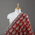 Red Natural Dyed Bagh Block Print Mul Cotton Fabric 