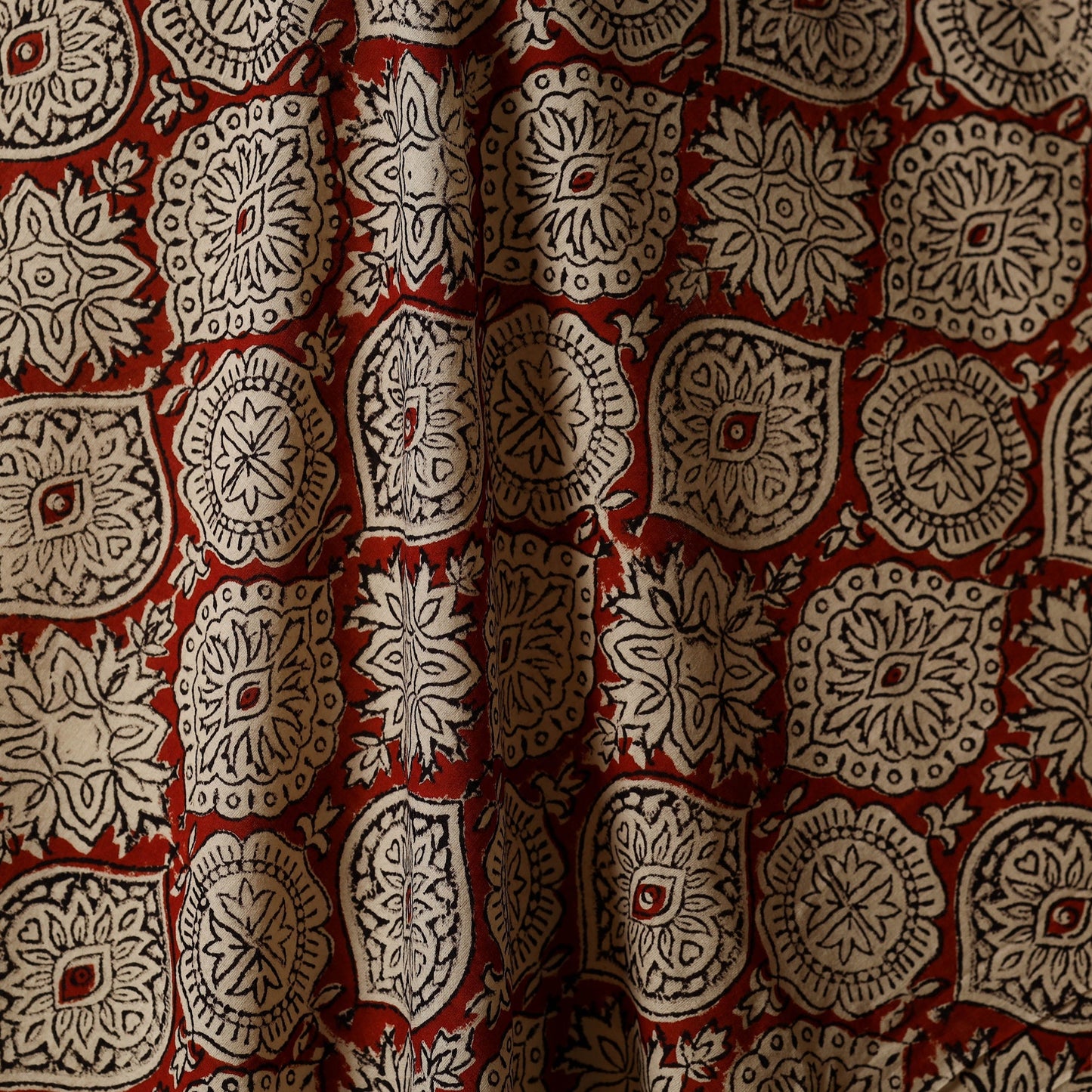 Red - natural dyed bagru cotton fabric 17 - handcrafted