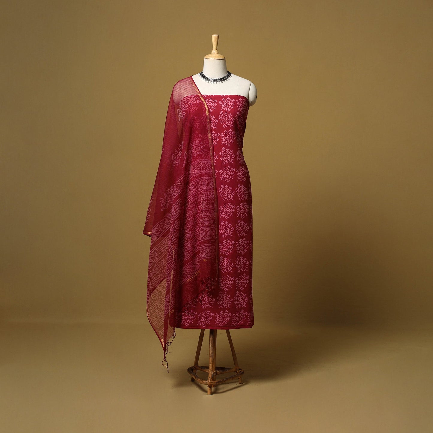 Natural dyed bagru cotton 3pc unstitched dress material 11