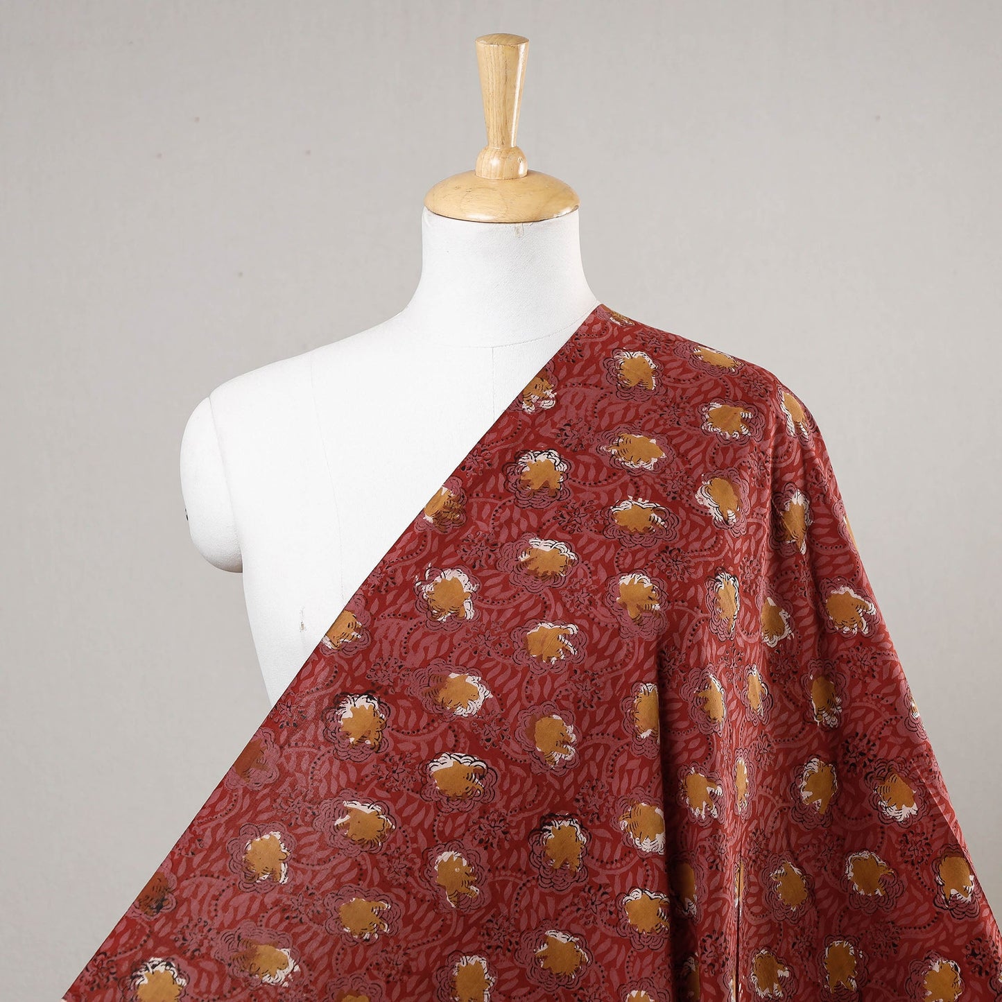 Red Traditional Bagru Print Fabric from Rajasthan