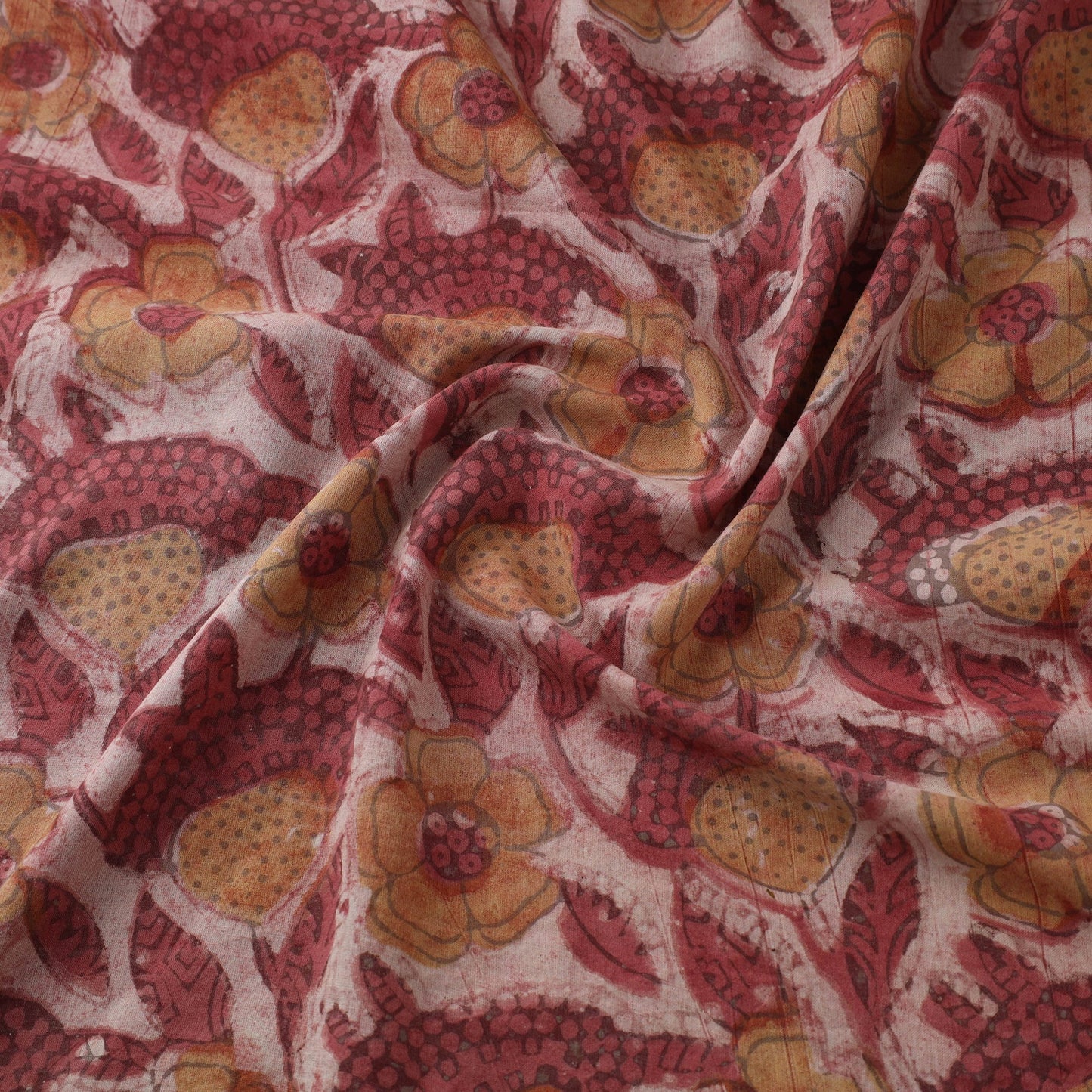 Red - natural dyed bagru dabu fabric 03 - handcrafted