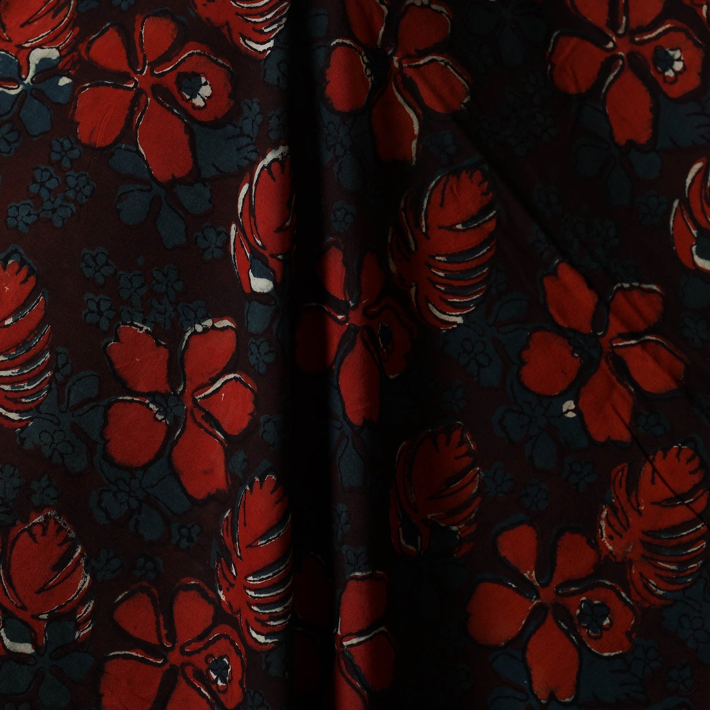 Red - natural dyed bagru dabu fabric 24 - handcrafted