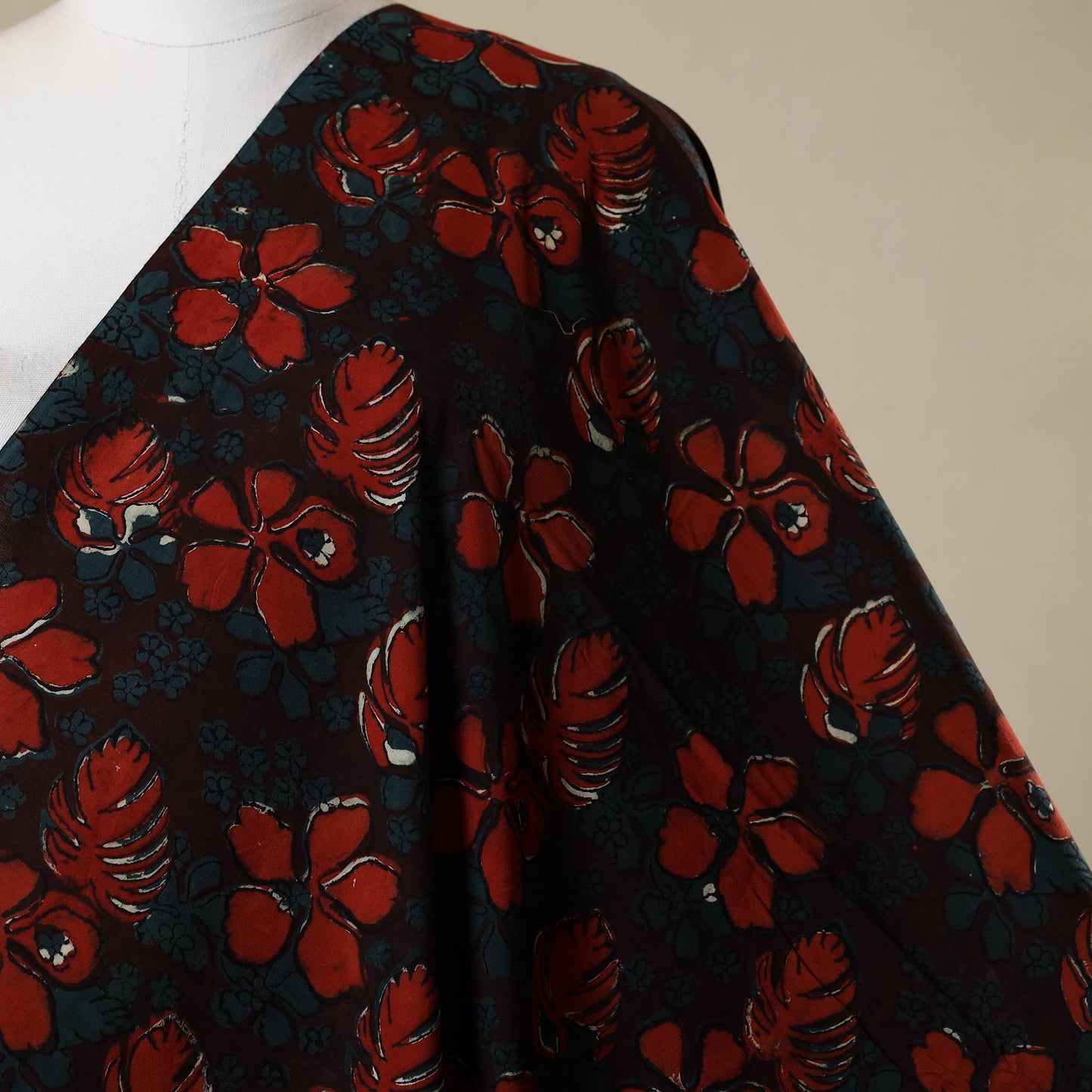 Red - natural dyed bagru dabu fabric 24 - handcrafted