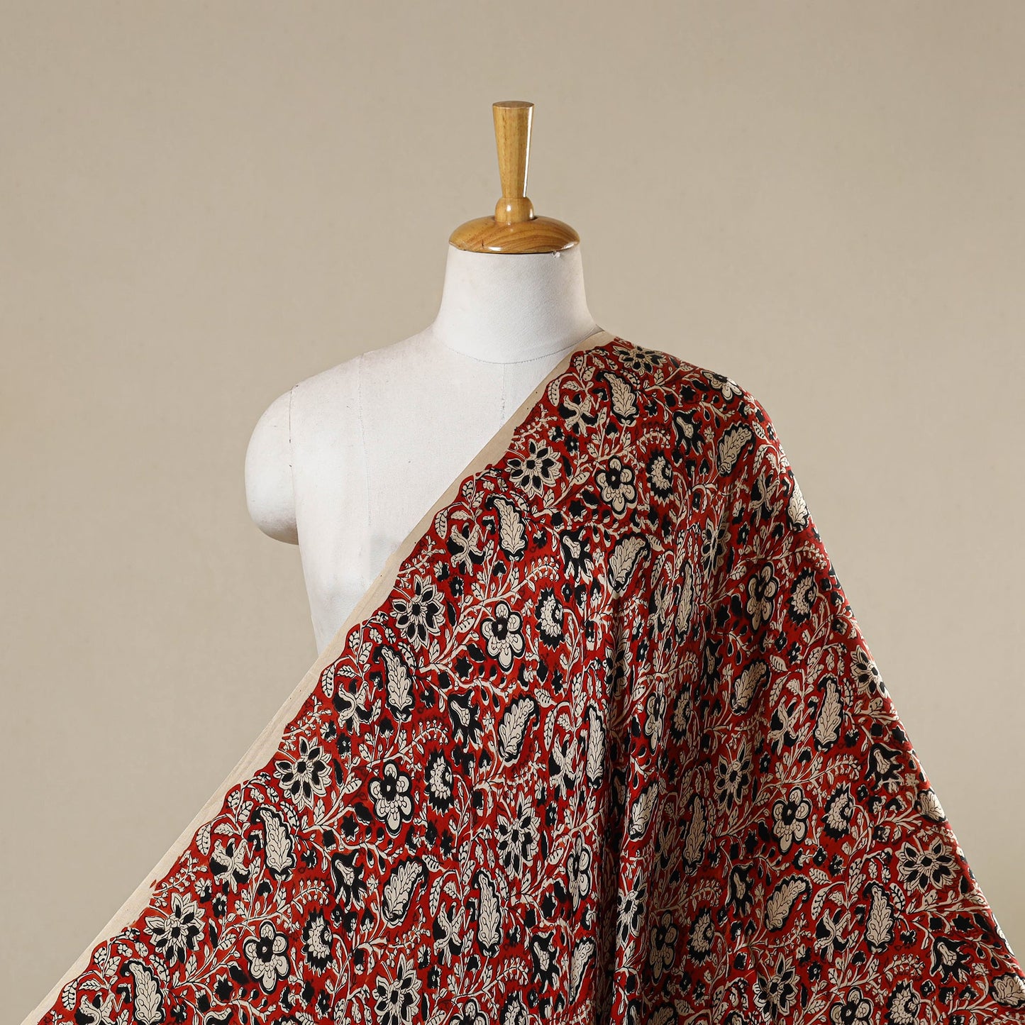 Red - natural dyed bagru modal silk fabric 04 - handcrafted