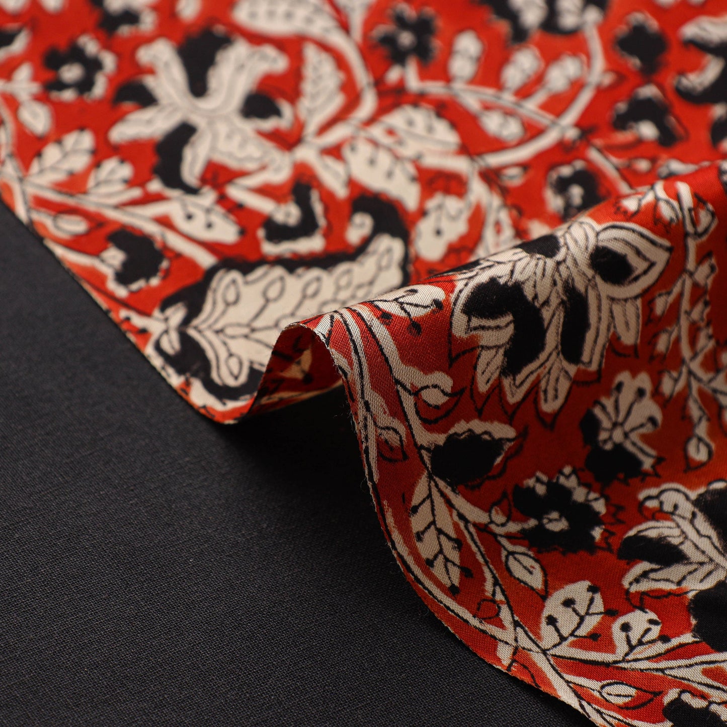 Red - natural dyed bagru modal silk fabric 04 - handcrafted