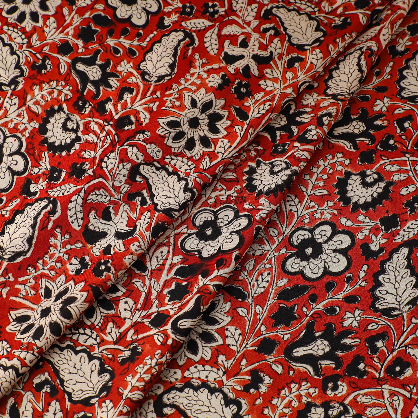 Red - natural dyed bagru modal silk fabric 04 - handcrafted