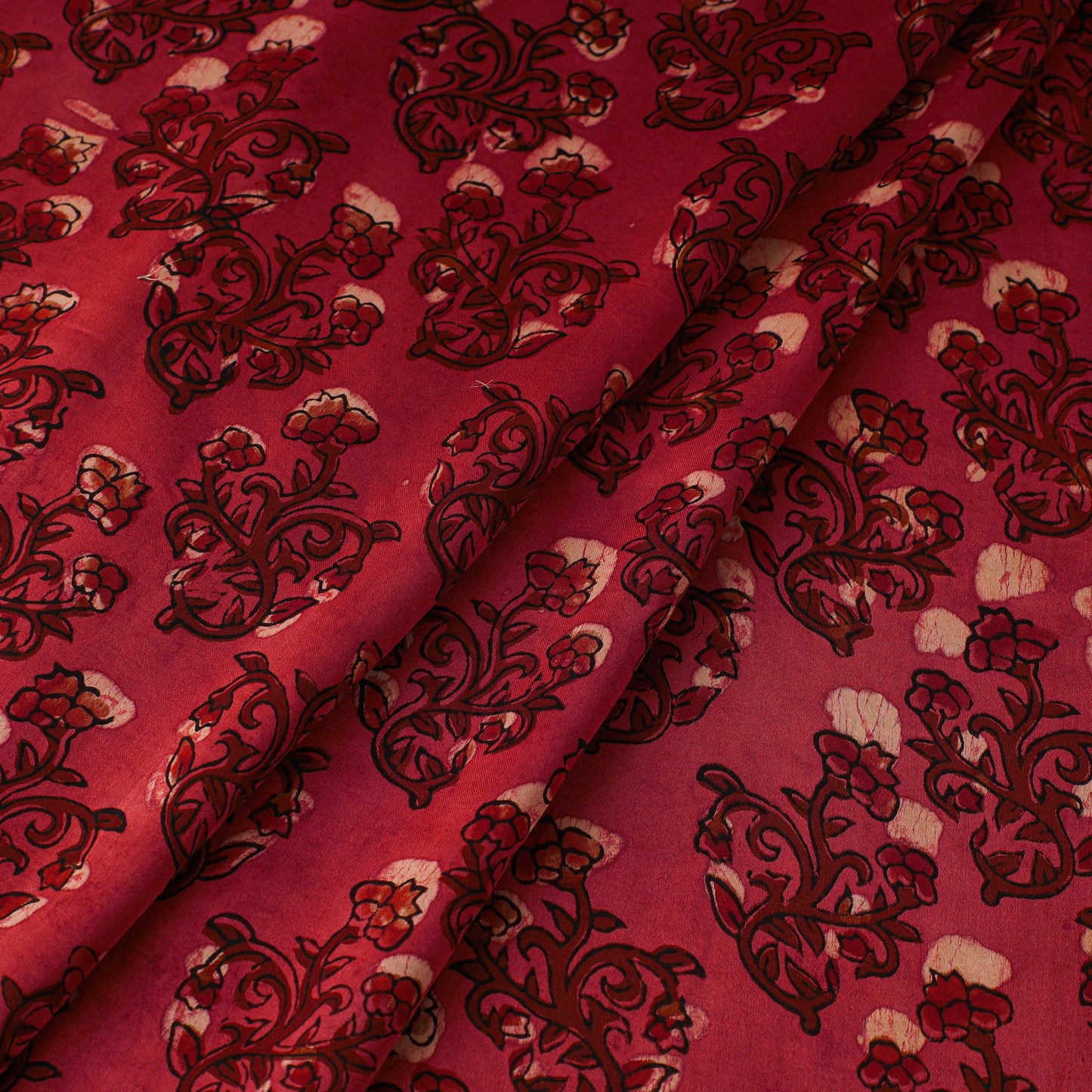 Red - natural dyed bagru modal silk fabric 06 - handcrafted