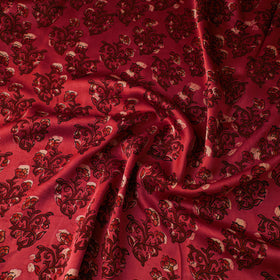 Red - natural dyed bagru modal silk fabric 06 - handcrafted