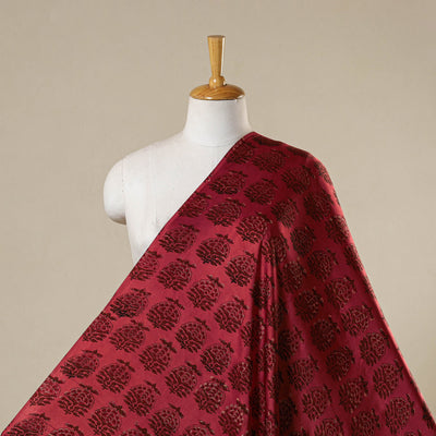 Red - natural dyed bagru modal silk fabric 08 - handcrafted
