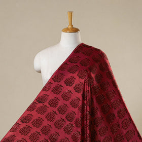 Red - natural dyed bagru modal silk fabric 08 - handcrafted