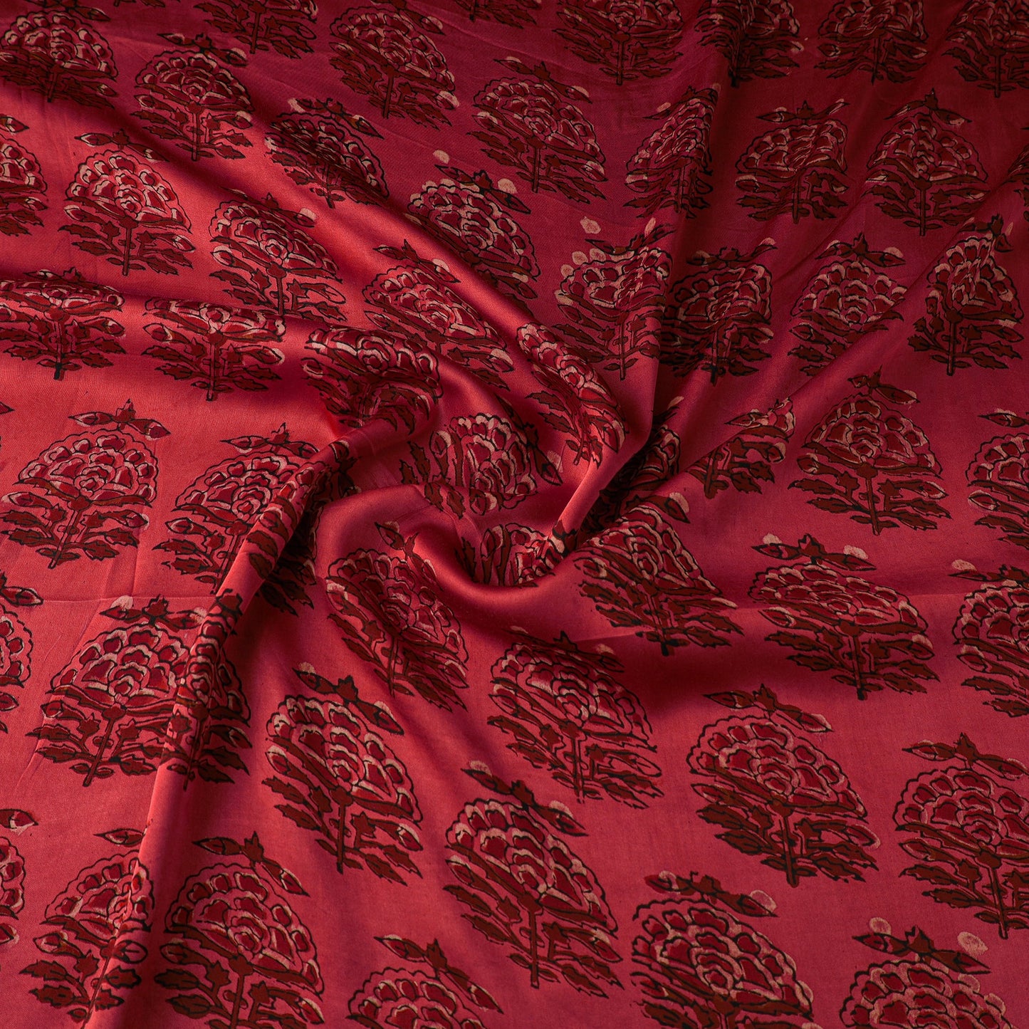 Red - natural dyed bagru modal silk fabric 08 - handcrafted