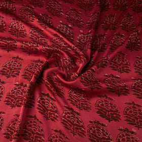 Red - natural dyed bagru modal silk fabric 08 - handcrafted